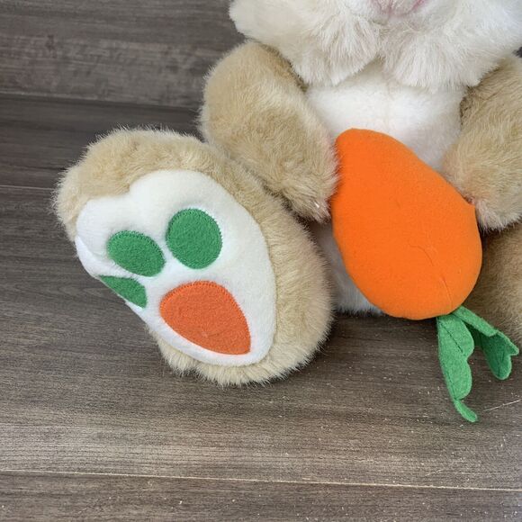 Vintage ABC Distributing Plush Bunny Rabbit Carrot Paws Stuffed Animal Toy 12" - Picture 7 of 10